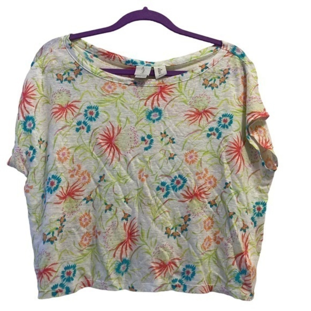 Joie Floral 100% Linen Crop Top Size Large